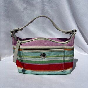 Coach Vintage Multicolor Stripped Small Pouch Bag.